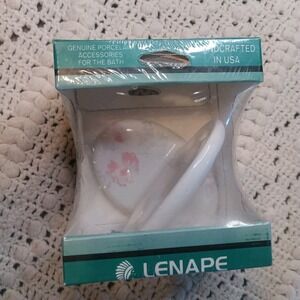 Vtg NOS Lenape Toothbrush Holder White Floral Porcelain Bathroom Wall Mount‎